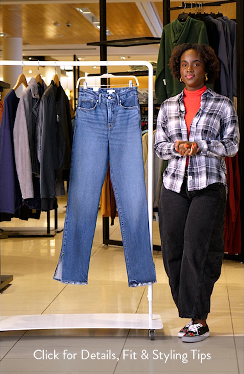 SoftTech Good Boy Slit Hem High Waist Straight Leg Jeans, sales video thumbnail