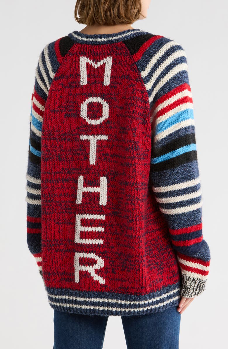 MOTHER The Long Drop Raglan Sleeve Cotton Blend Cardigan, Alternate, color, Back Talk