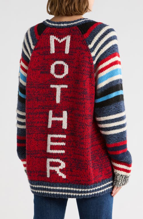 Mother The Long Drop Raglan Sleeve Cotton Blend Cardigan In Red