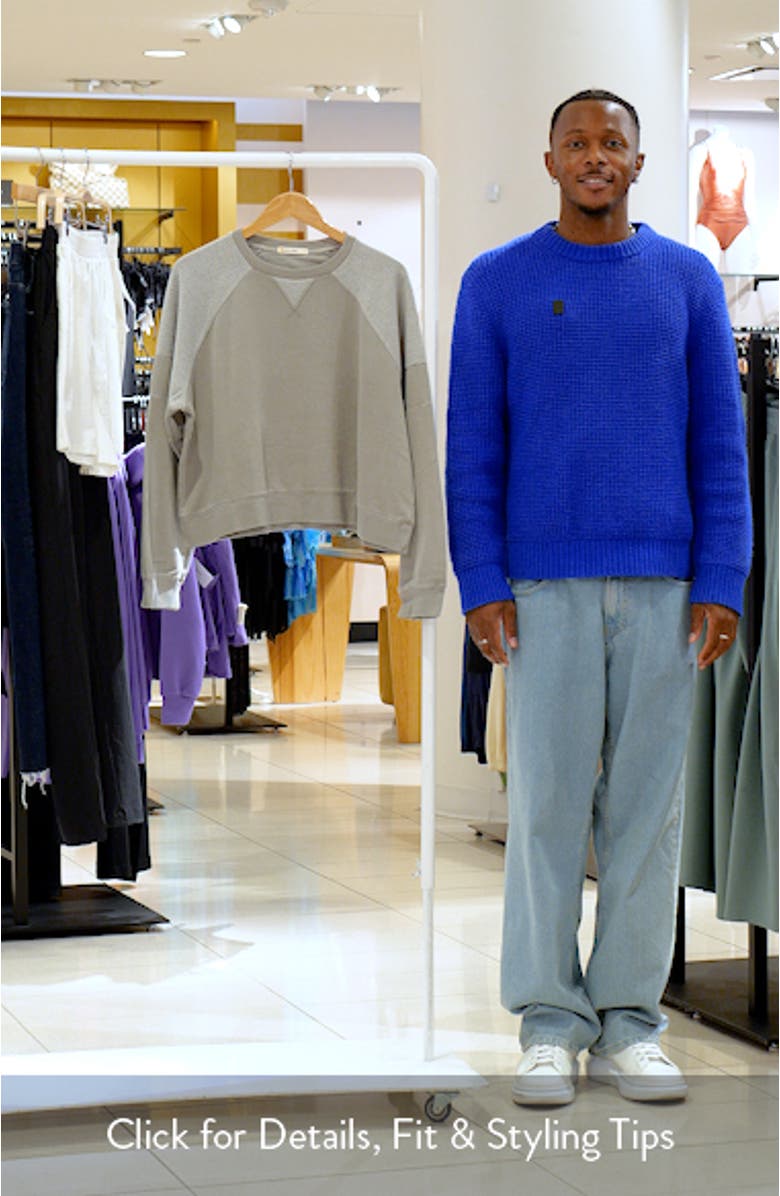 Cloud Nine Mixed Media Cotton Blend Crop Sweatshirt, sales video thumbnail