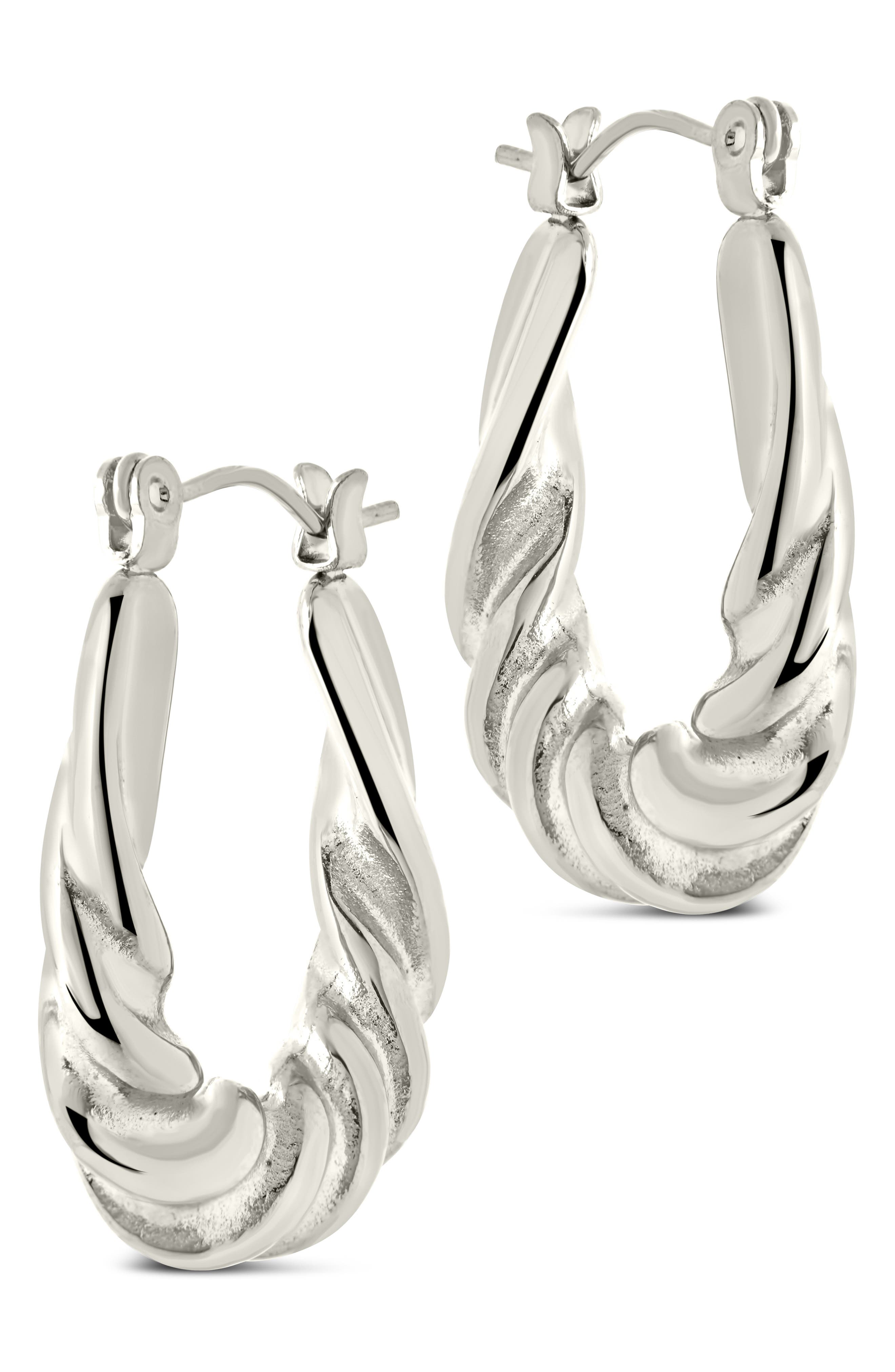 Sterling Forever Elena Twisted Tube Hoop Earrings