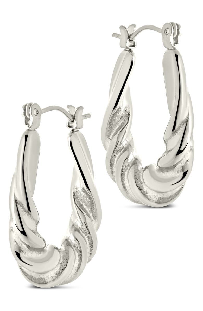 Sterling Forever Elena Twisted Tube Hoop Earrings, Main, color, Silver