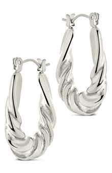 Sterling Forever Elena Twisted Tube Hoop Earrings