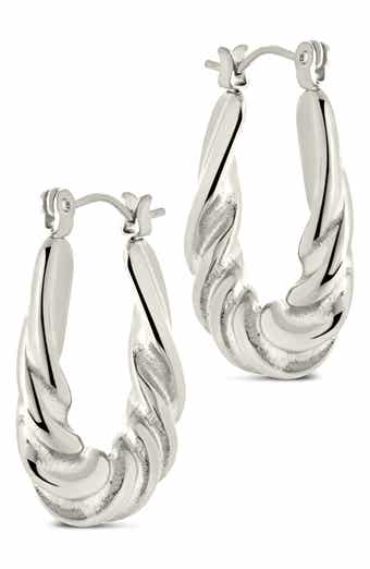 Sterling Forever Elena Twisted Tube Hoop Earrings