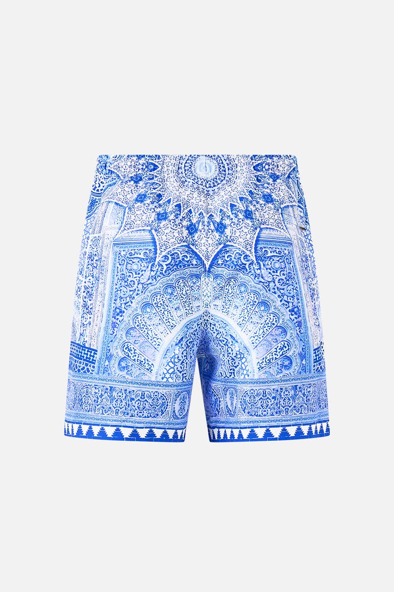 Mid Length Boardshort With Elastic Waist, Alternate, color, The Bosphorous