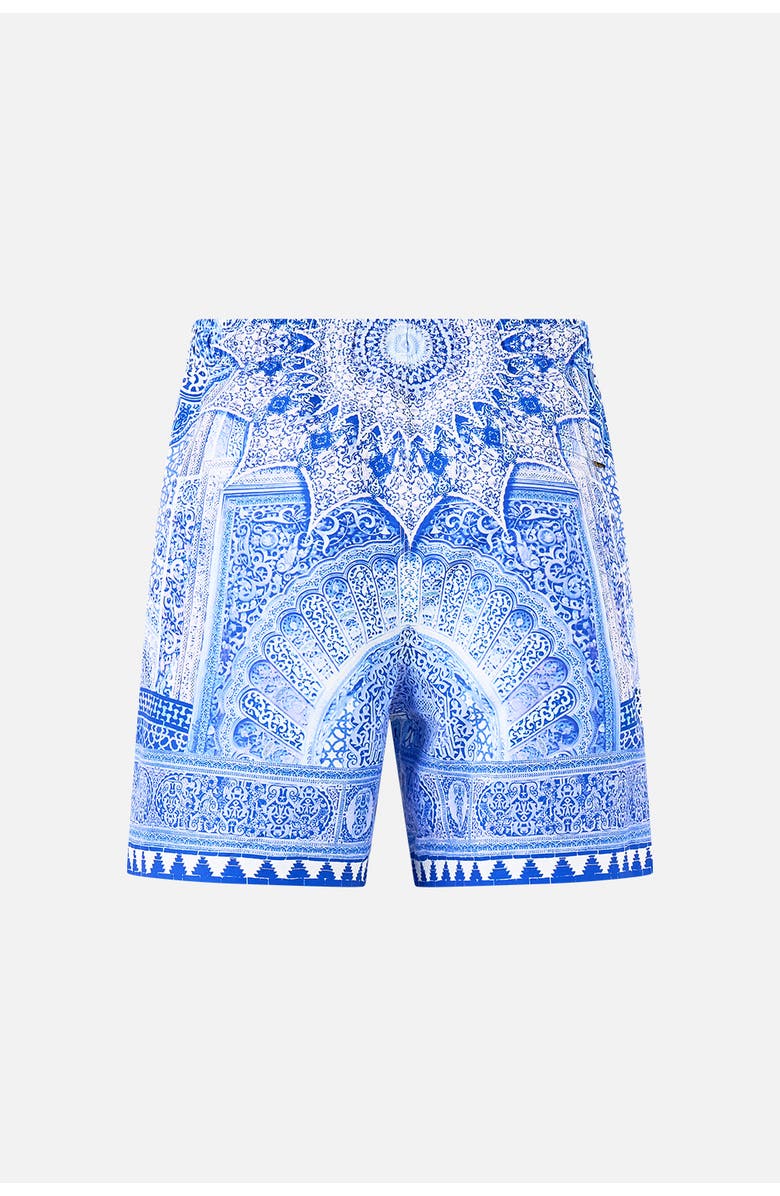 Camilla Mid Length Boardshort With Elastic Waist, Alternate, color, The Bosphorous