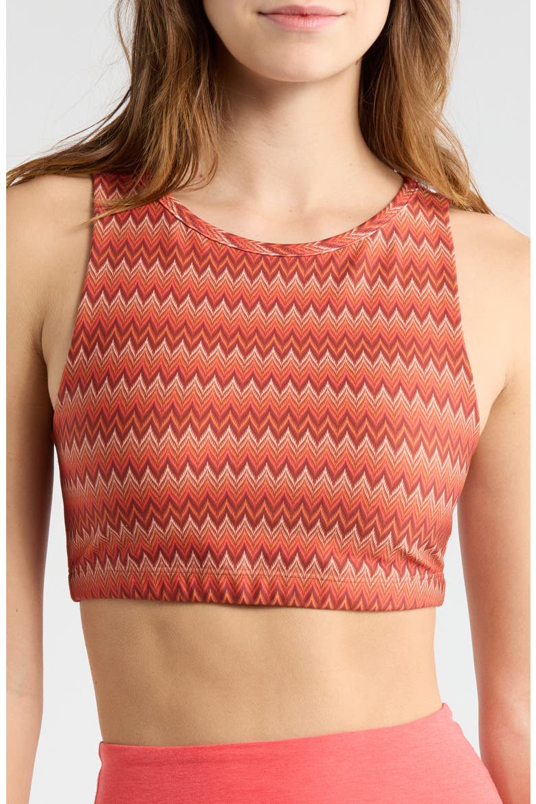 Open Back Activewear Bra, Main, color, PAPRIKA CHEVRON