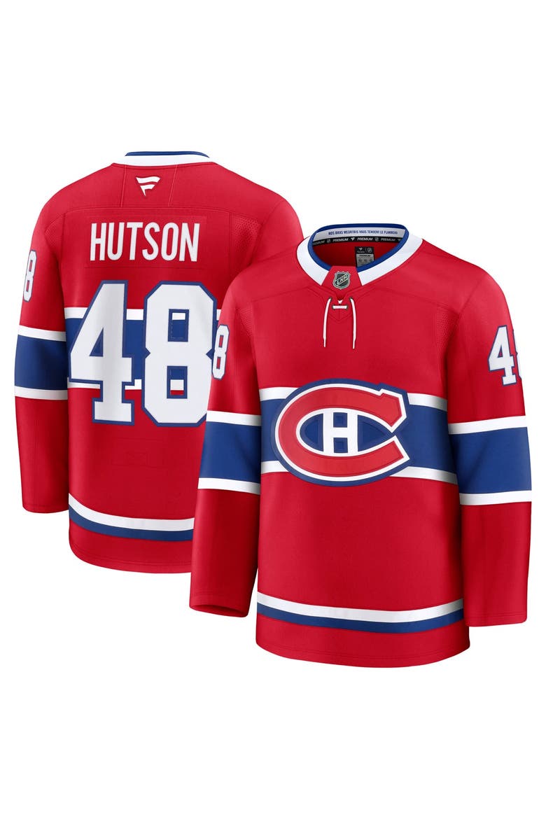 Men's Fanatics Lane Hutson Red Montreal Canadiens Home Premium Jersey, Main, color, Red