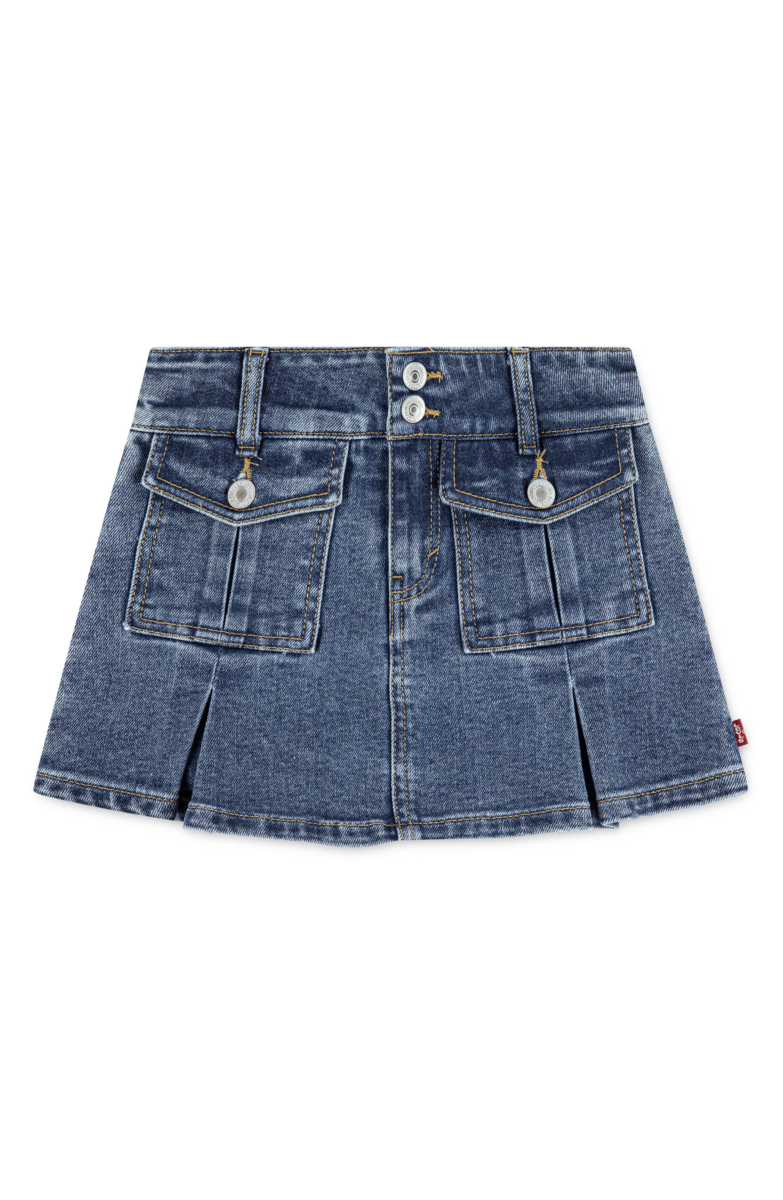 Levi's Kids' Pleated Denim Cargo Miniskirt