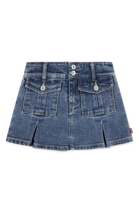 Kids' Pleated Denim Cargo Miniskirt (Big Kid)