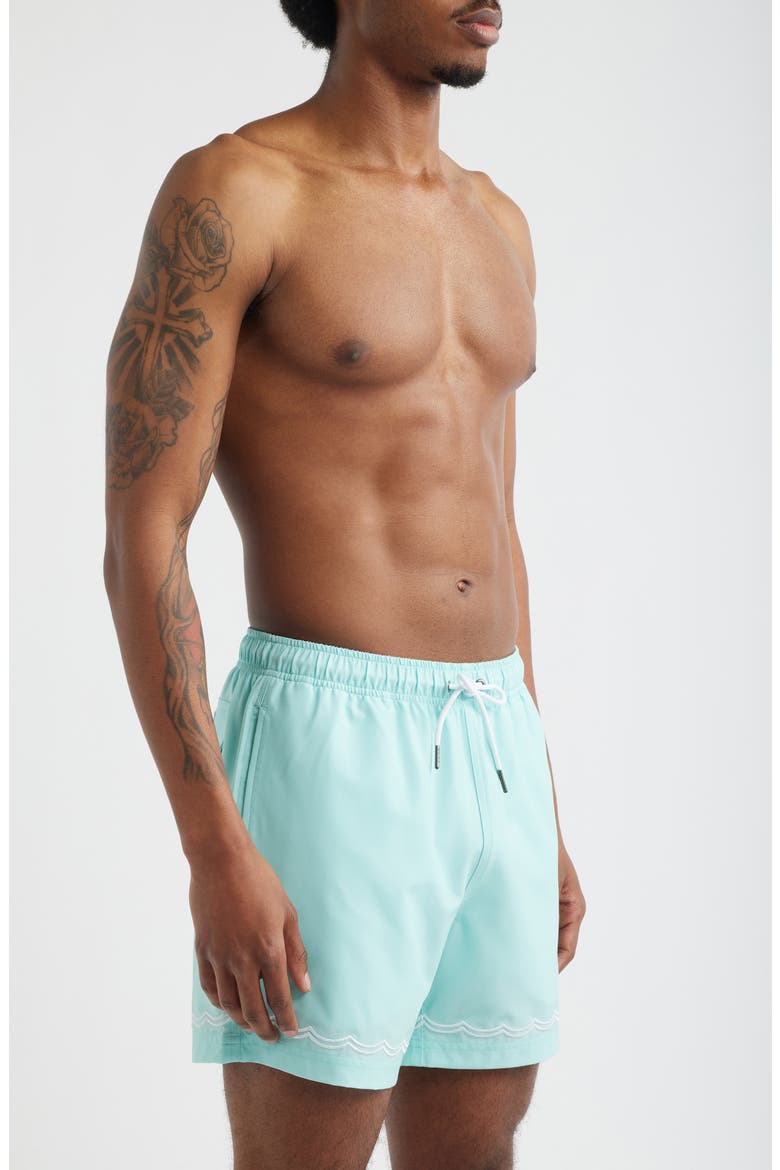 Beach Blue Waves Swim Shorts, Alternate, color, LIGHT BLUE