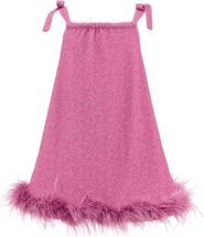 Lola + The Boys Metallic Feather Trim Dress