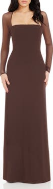 Dress the Population Maxwell Square Neck Long Sleeve Gown