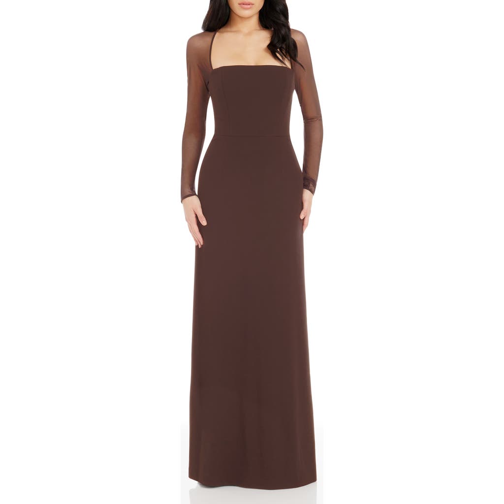 Dress The Population Maxwell Square Neck Long Sleeve Gown