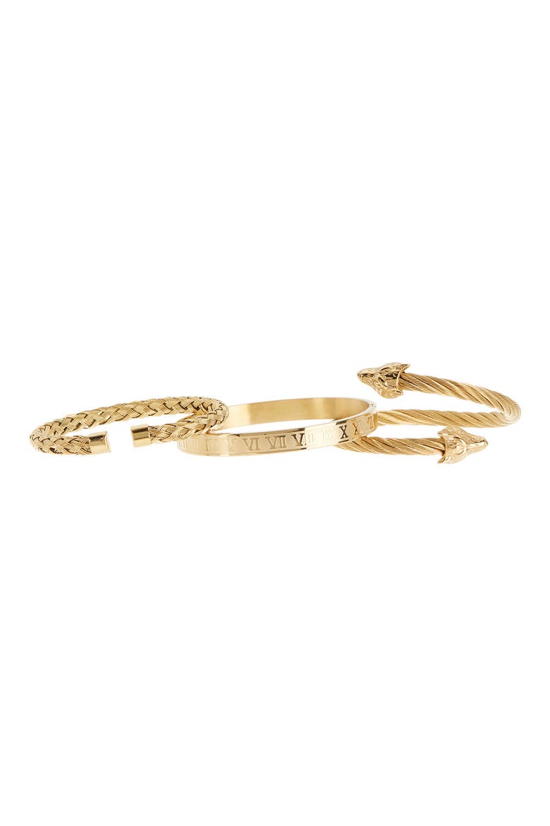3-Piece Titanium Mixed Bracelet Set, Main, color, GOLD
