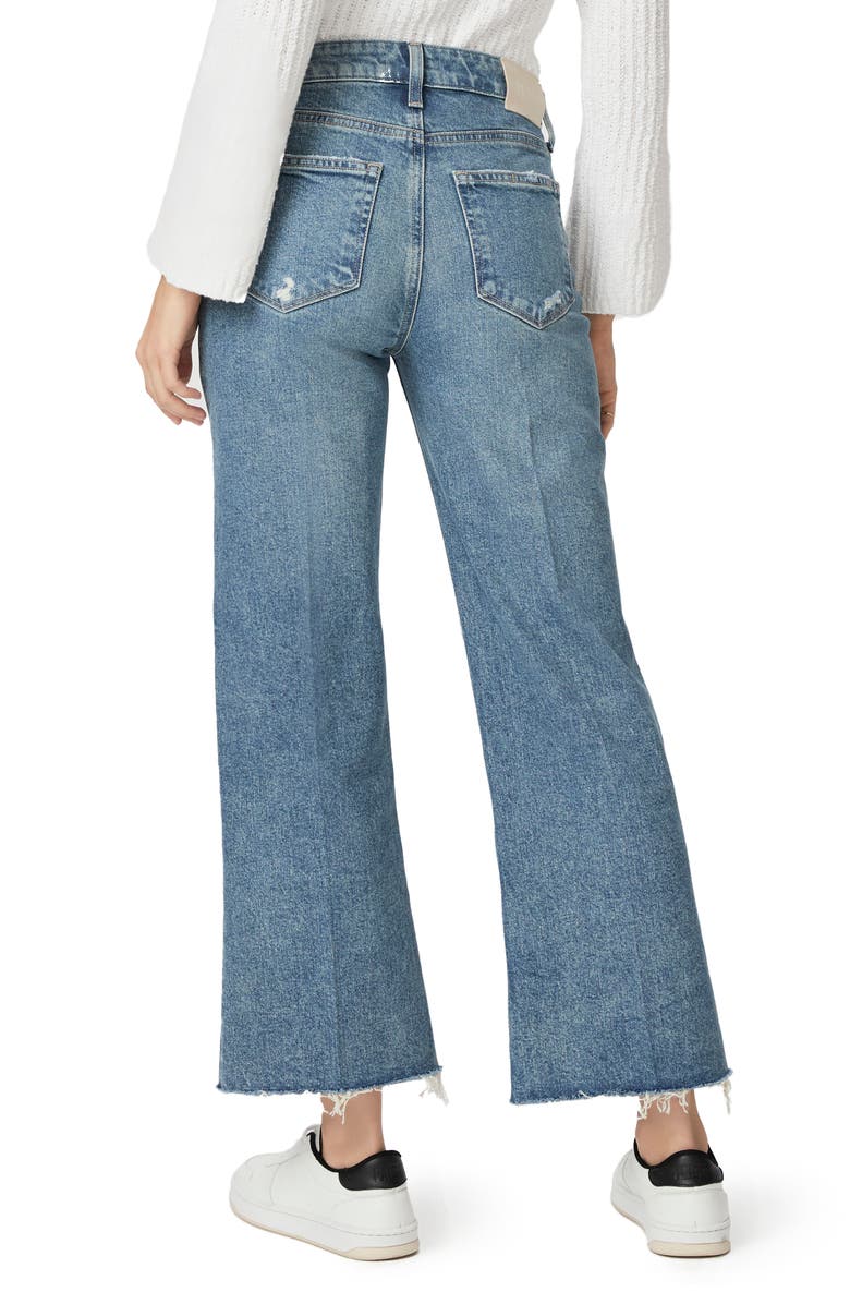 PAIGE Leenah Raw Hem High Waist Ankle Wide Leg Jeans, Alternate, color, 