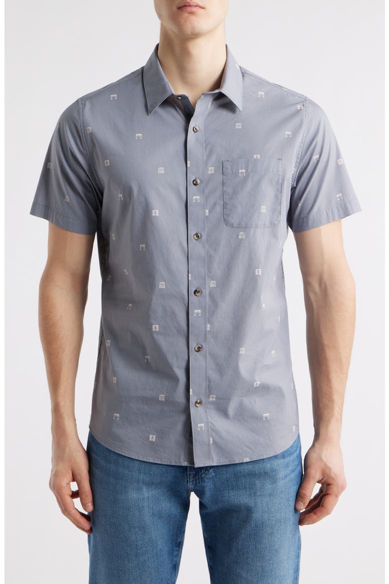 French Rivera Short Sleeve Button-Up Shirt, Main, color, QUIET SHADE