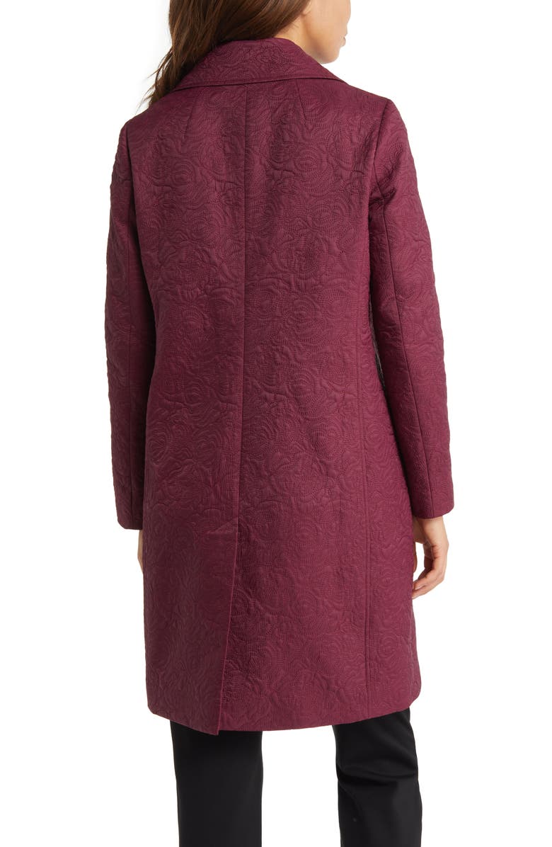 Anne Klein Floral Quilted Snap Front Trench Coat, Alternate, color,