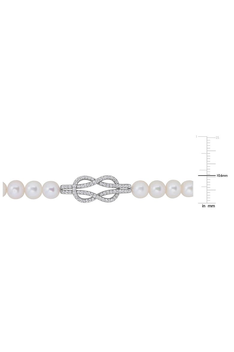 Cultured Pearl & Created White Sapphire Infinity Bracelet, Alternate, color, WHITE