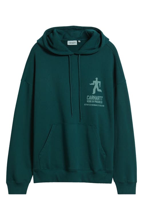 Carhartt Work In Progress Distance Cotton Graphic Hoodie In Green