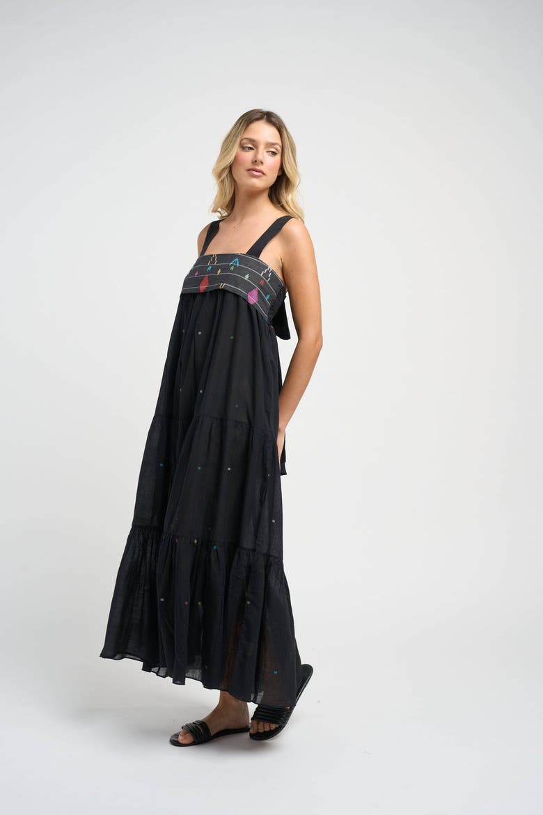 Isabella Jamdani Dress, Alternate, color, Black