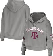 WEAR by Erin Andrews Women's WEAR by Erin Andrews Gray Texas A&M Aggies Mixed Media Cropped Pullover Hoodie