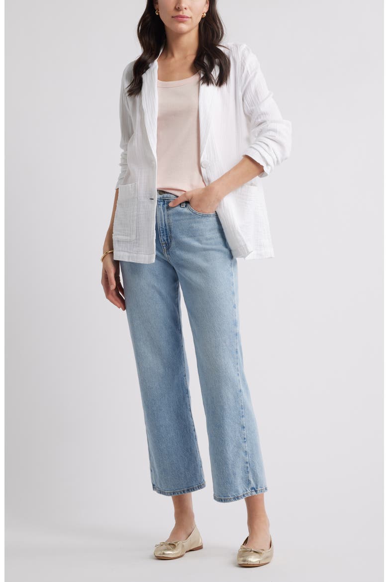 Cotton Gauze Blazer, Alternate, color, WHITE