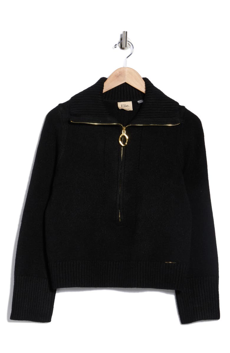 ELIE ELIE TAHARI Half Zip Sweater, Alternate, color, Black
