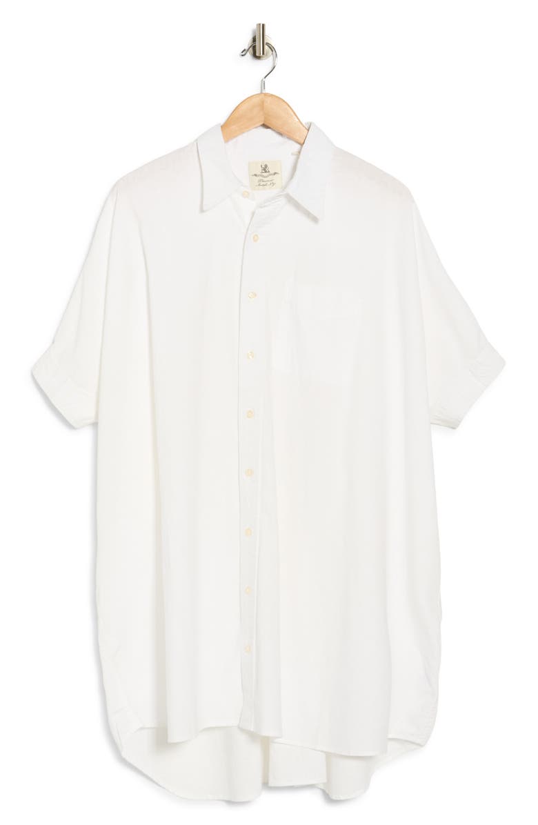 DENIMIST Oversize Cotton & Linen Shirtdress, Main, color, White
