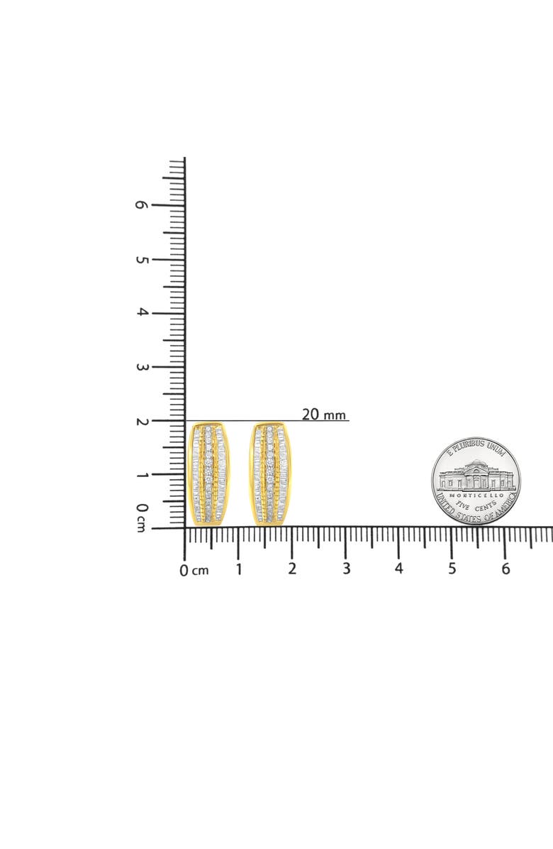 Haus of Brilliance 10K Yellow Gold 3/4 Ct Pave and Channel Diamond Triple Row Modern Hoop Earrings, Alternate, color, Yellow