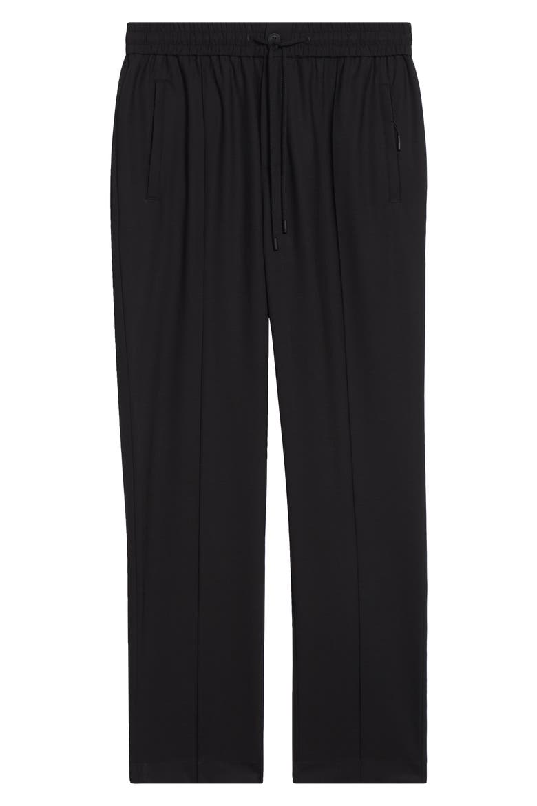 Drawstring Waist Wool Blend Canvas Pants, Alternate, color, N0000 NERO
