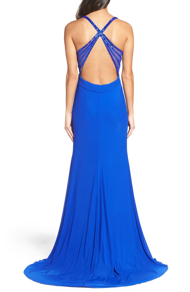 JVN BY JOVANI Embellished Gown with Train, Alternate, color,