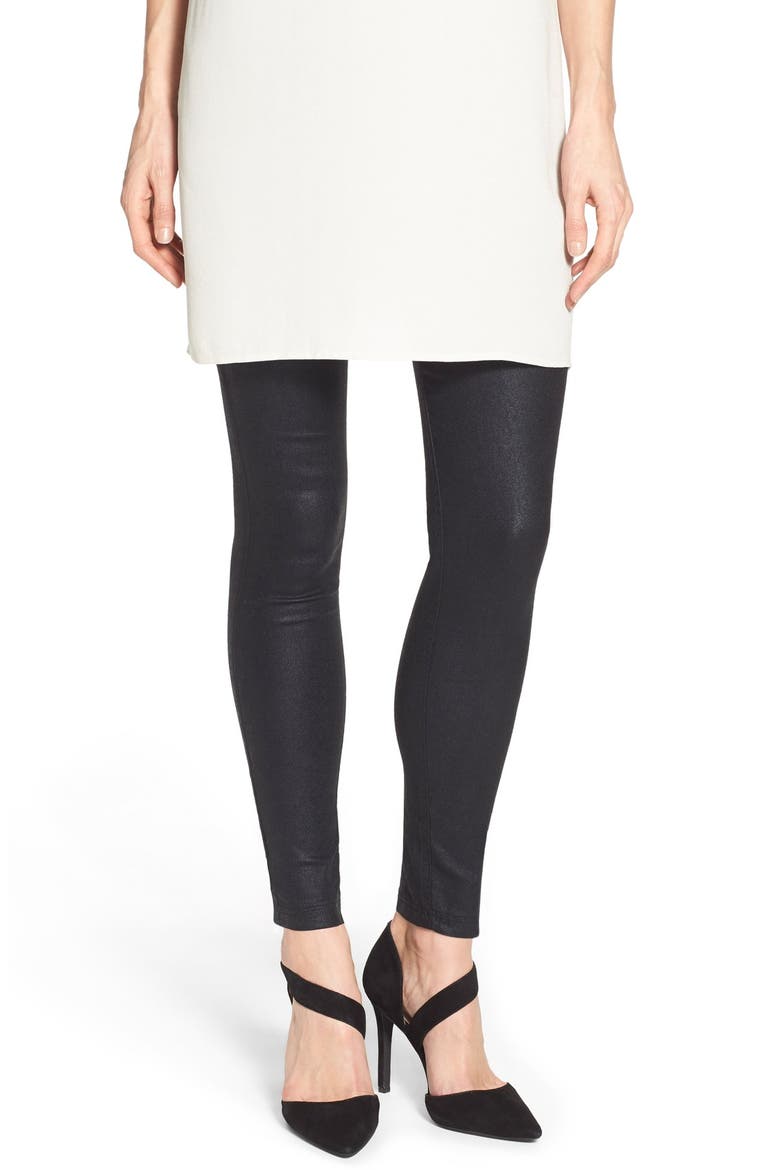 Coated Twill Leggings, Main, color, BLACK