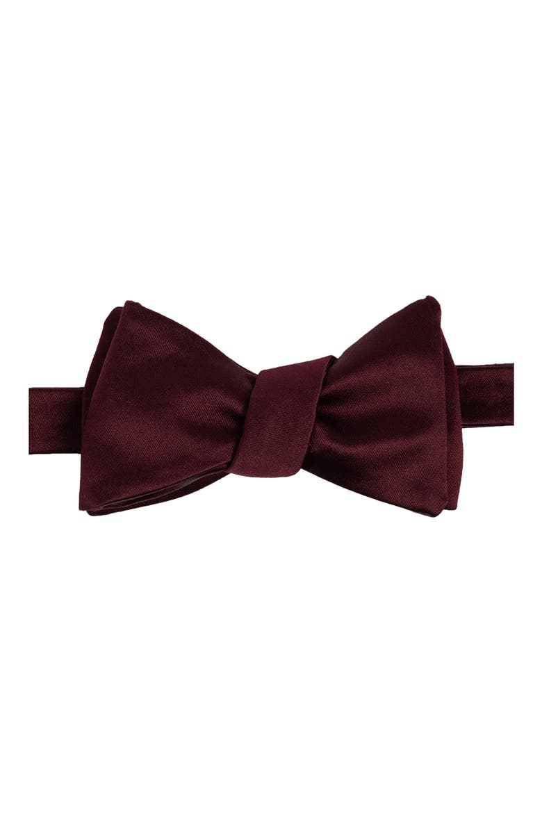 Men's Solid Satin Bow Tie, Main, color, CABERNET