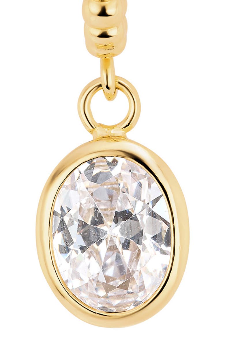 Modern Muse Beaded CZ Oval Bezel Hoop Earrings, Alternate, color, GOLD