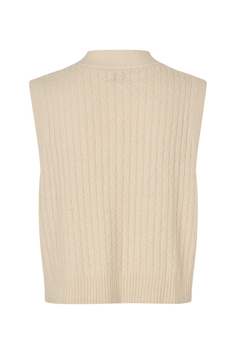 MaLaney V-Neck Buttoned Cable Knit Vest, Alternate, color, Whitecap