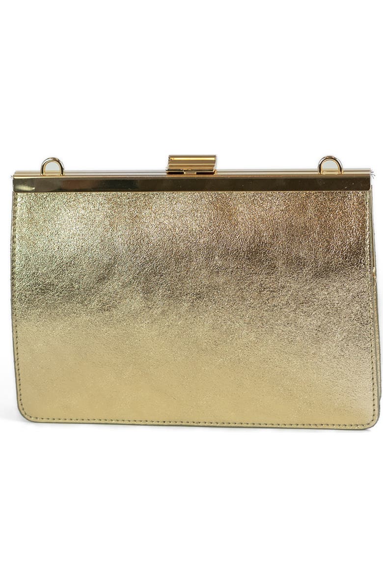 Persaman New York Metallic Leather Clutch, Main, color, Gold