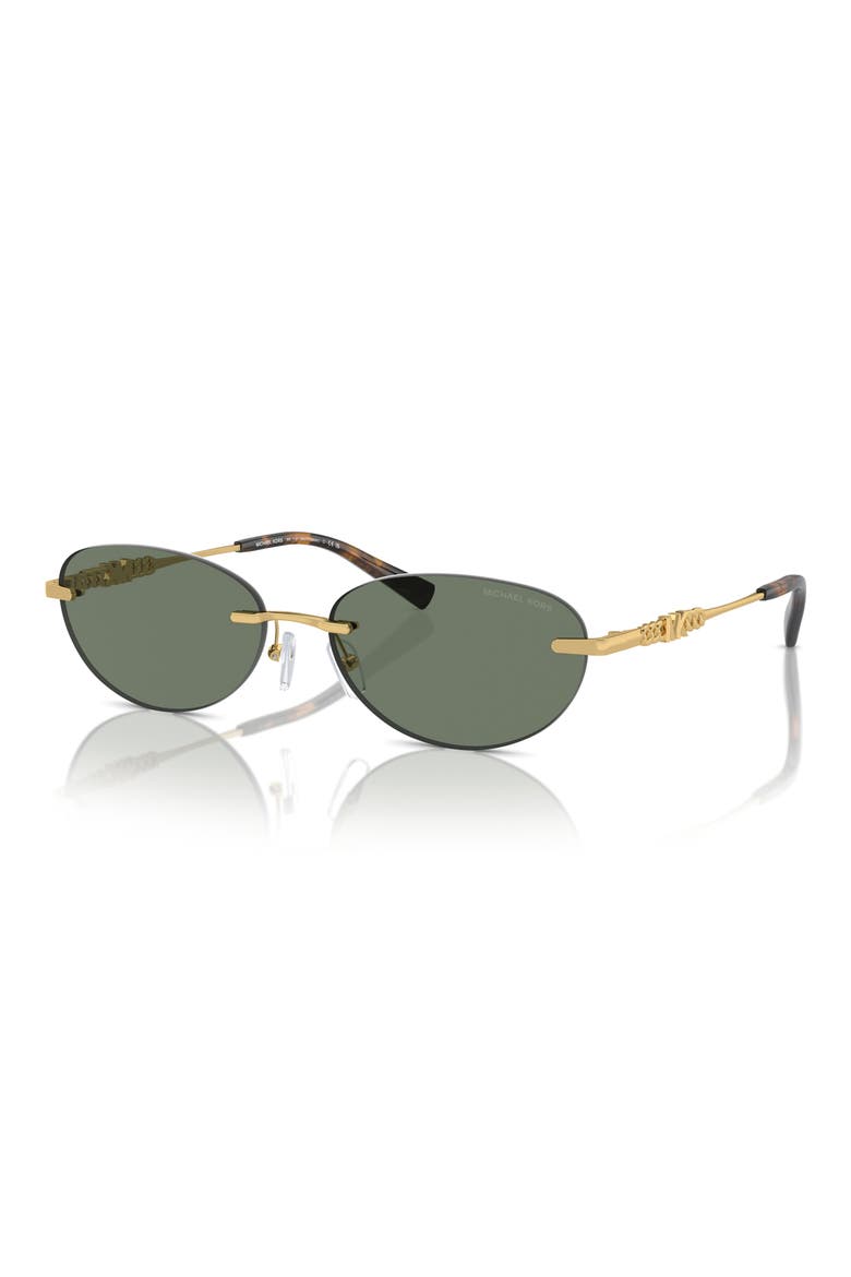 58mm Manchester Rimless Oval Sunglasses, Alternate, color, GREEN SOLID / GREEN SOLID