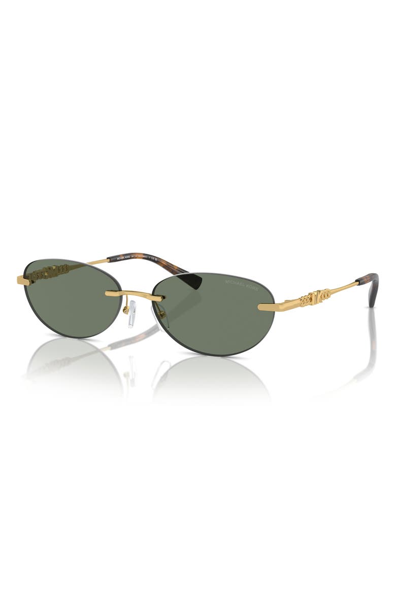 Michael Kors 58mm Manchester Rimless Oval Sunglasses, Alternate, color, Green Solid / Green Solid