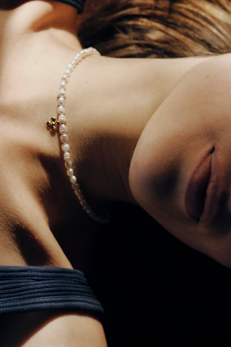 Bambi Pearl Floral Necklace, Alternate, color, Ivory