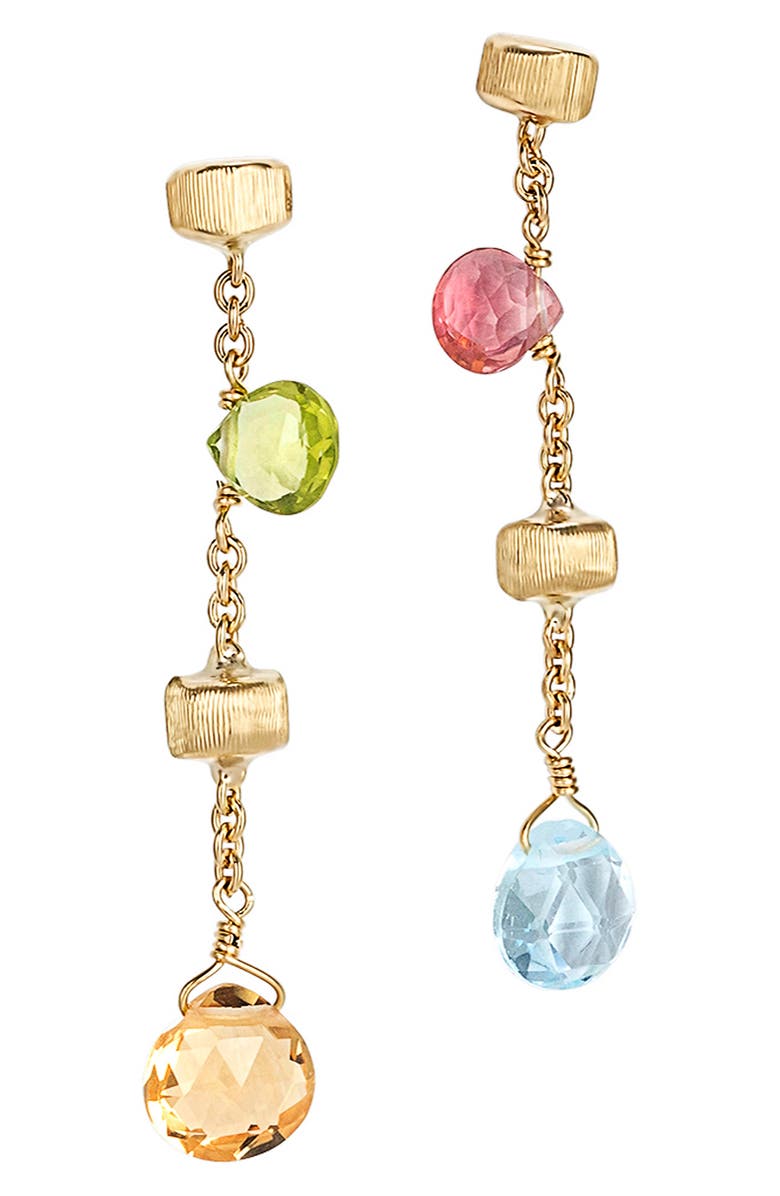 Marco Bicego Paradise 18K Yellow Gold Mixed Semiprecious Stones Drop Earrings, Main, color, 