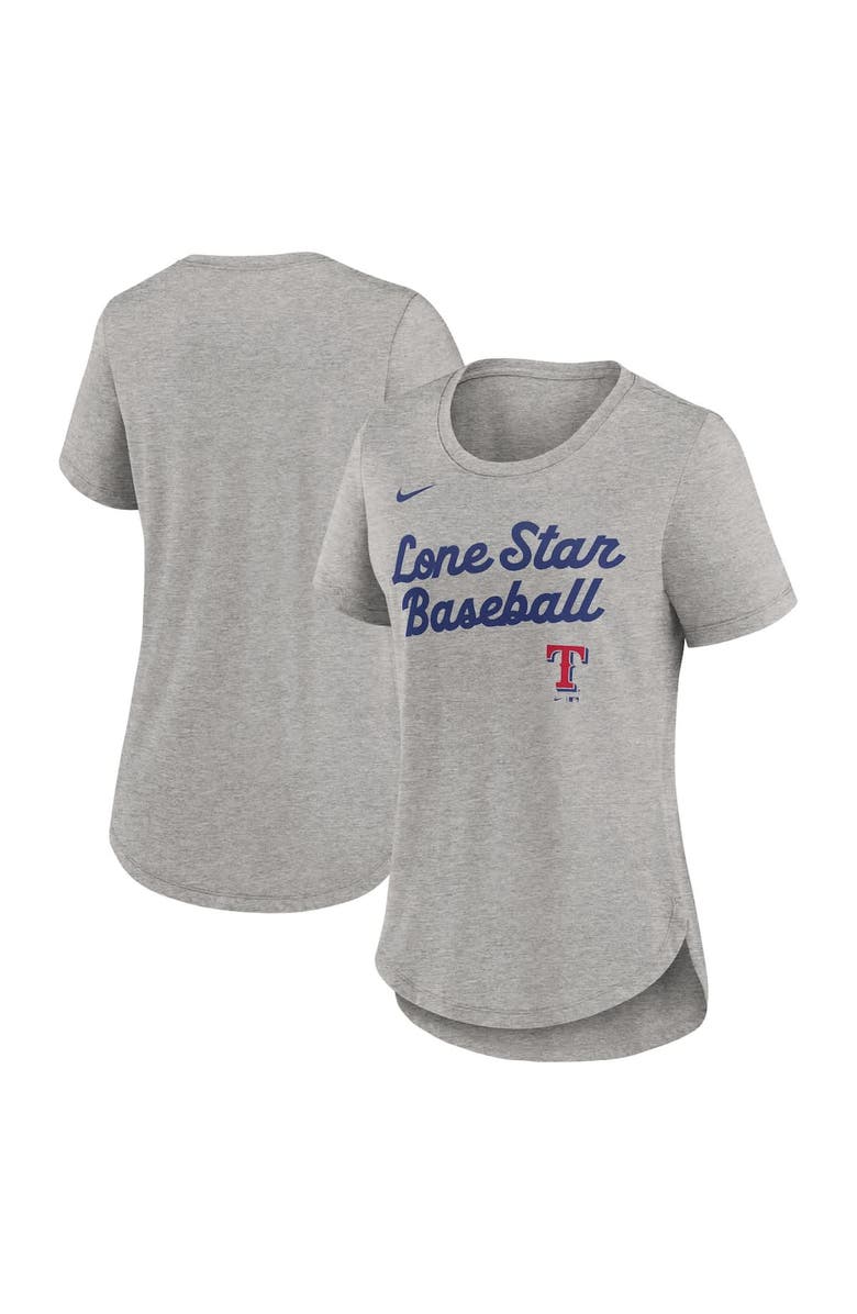 Nike Women's Nike Heather Gray Texas Rangers Script Tri-Blend T-Shirt, Alternate, color, Heather Gray
