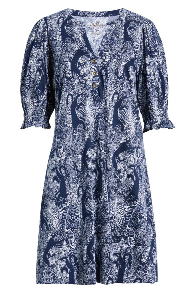 Delsie Jungle Print Minidress, Alternate, color, LOW TIDE NAVY LIL PALM PROWL