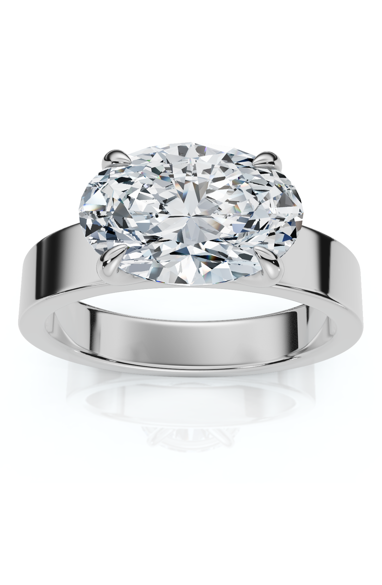 Bliss Diamond Certified 2Ct Oval East West Cigar Band Solitaire Engagement Ring Lab Grown, Main, color, 14K White Gold