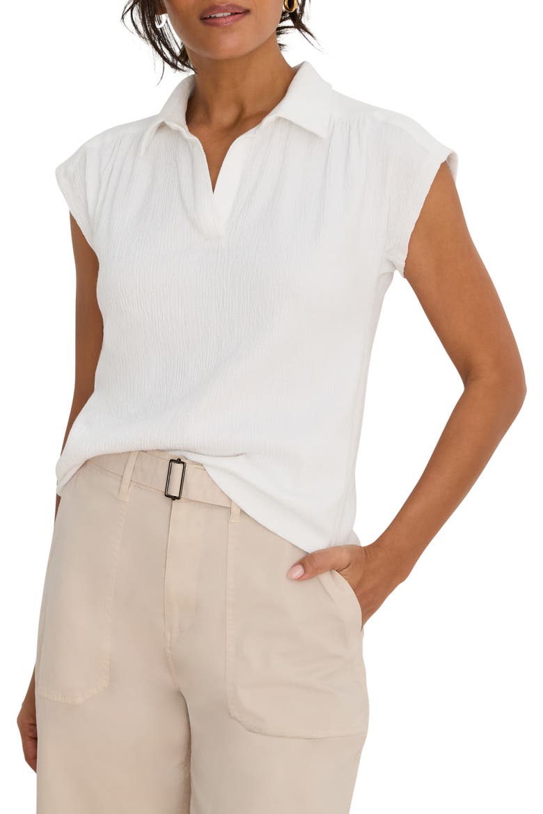 Coastal Crinkle Cotton Blend Top, Main, color, PAPER WHITE