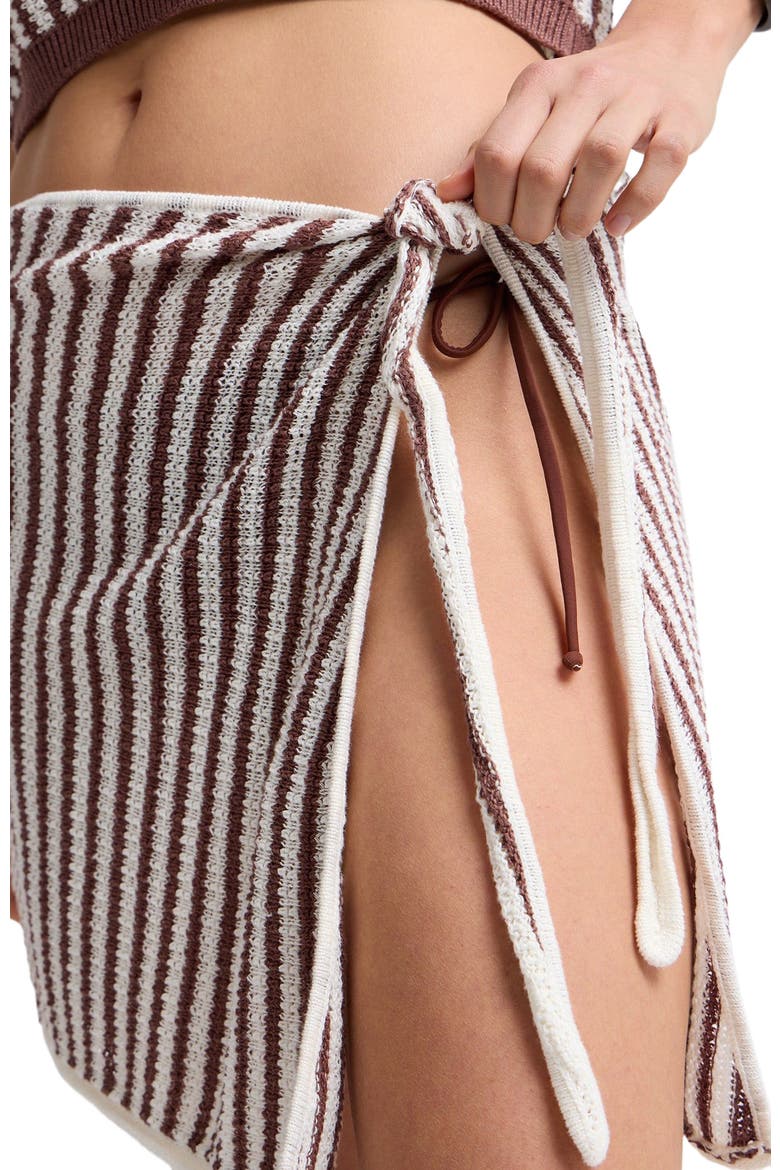 Linen Knit Mini Sarong, Alternate, color, Brown/White