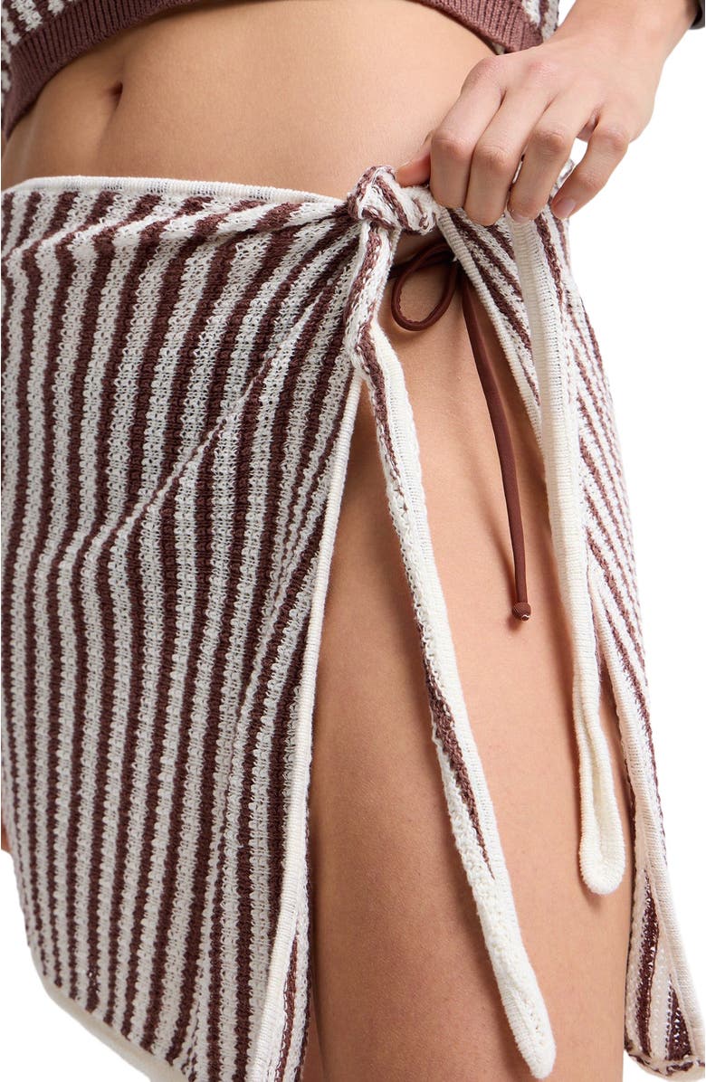 Onia Linen Knit Mini Sarong, Alternate, color, Brown/White