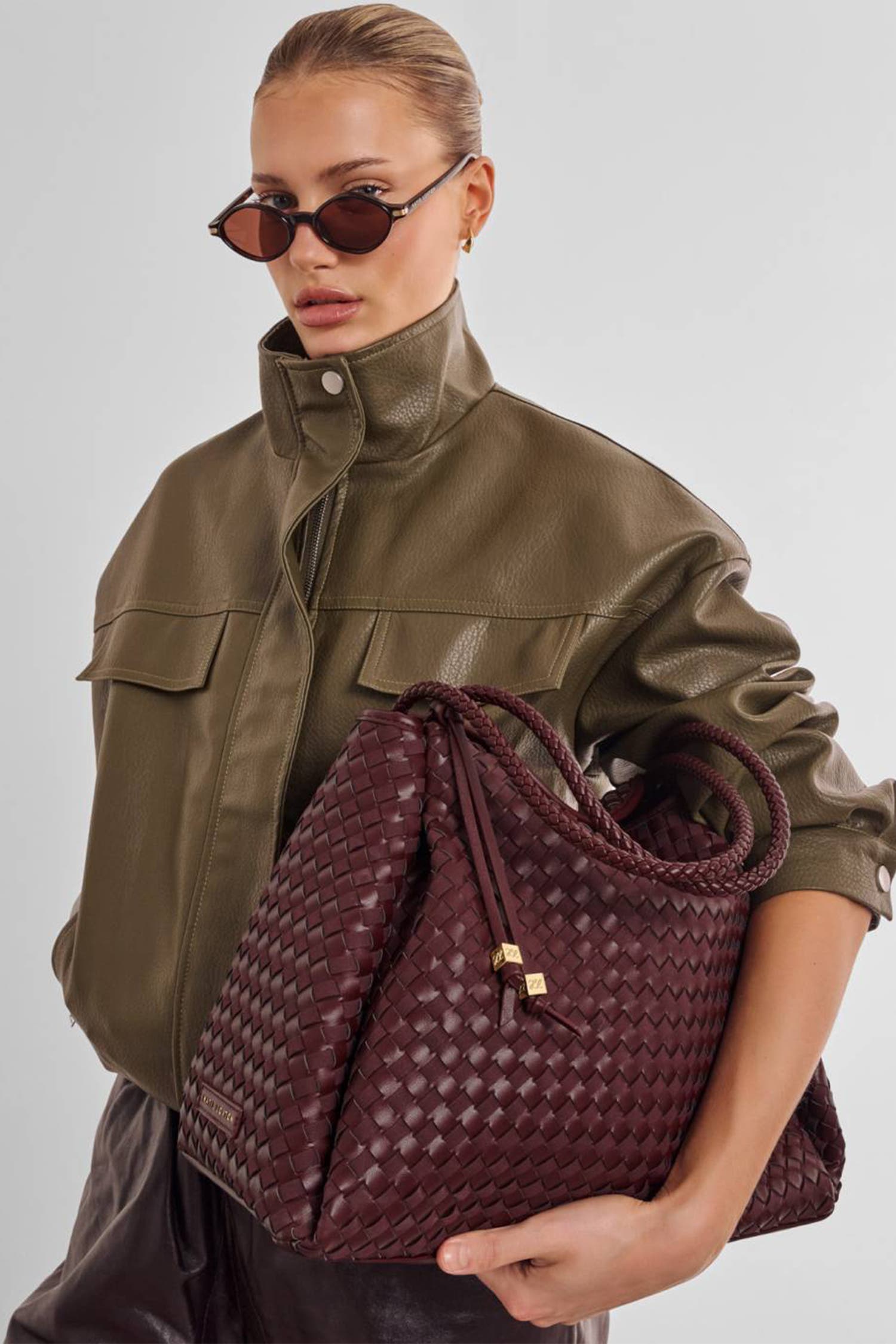 Nova Hand Woven Large Shoulder Bag, Alternate, color, Cherry