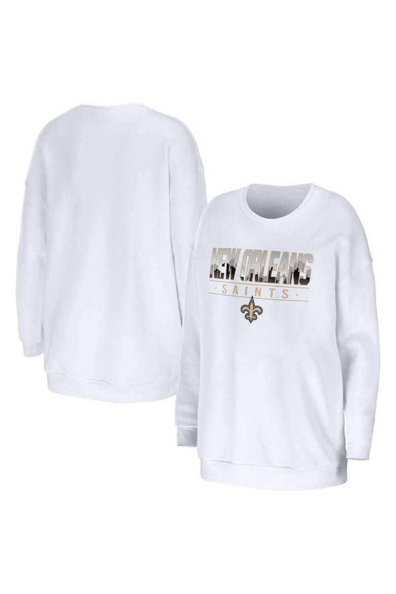 Women's WEAR by Erin Andrews White New Orleans Saints Domestic Pullover Sweatshirt, Main, color, White
