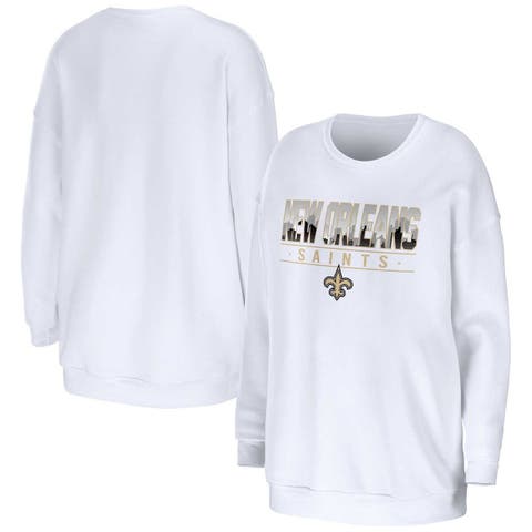 Women's WEAR by Erin Andrews White New Orleans Saints Domestic Pullover Sweatshirt